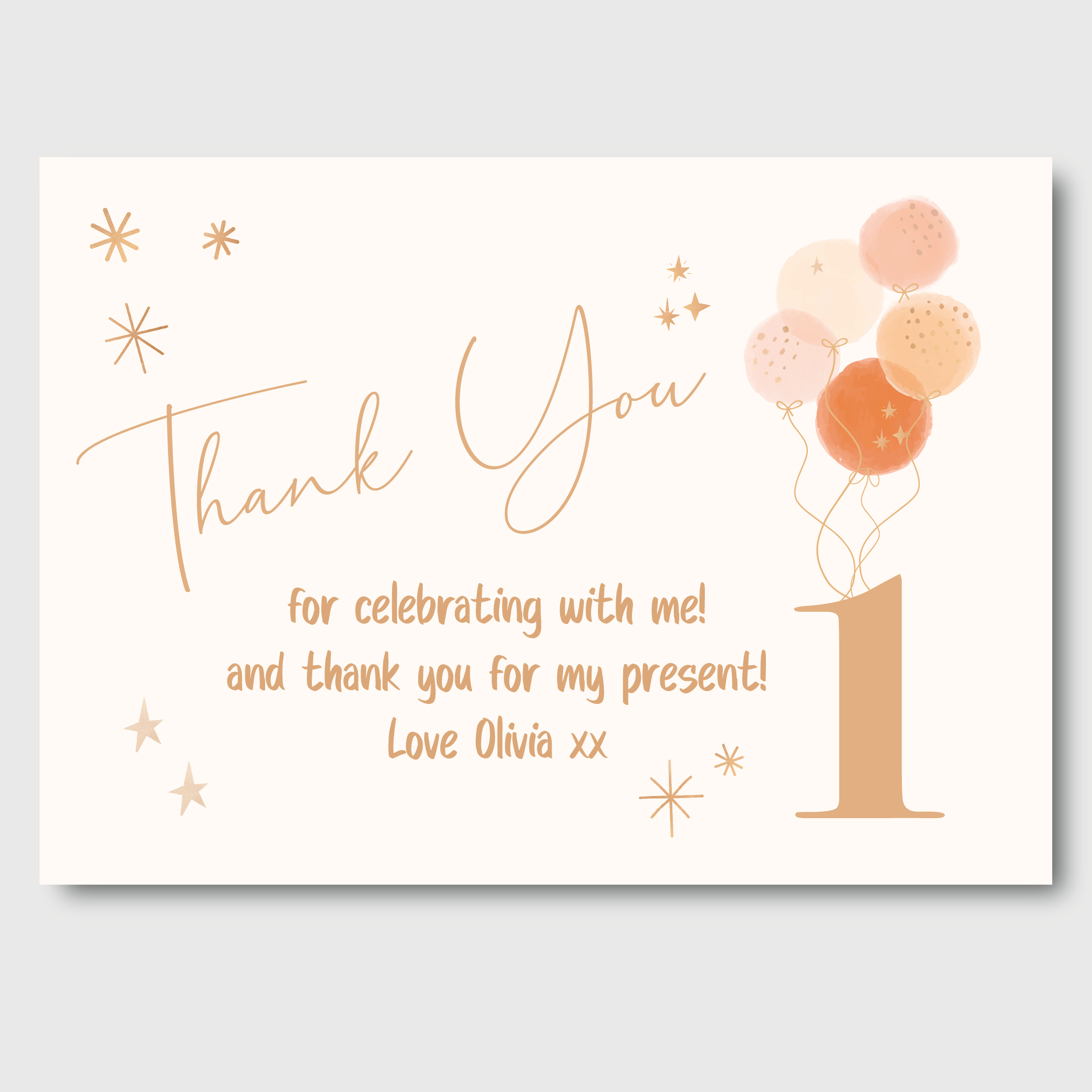 10 Cute Gold Thank You Postcards
